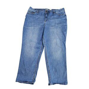 Terra & Sky Straight Jeans Womens 26W Petite Blue Wash High Rise Stretch Denim